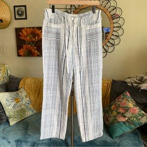 Sundance Gigi Pants Blue Striped Beachy Resort Relaxed Textured Crinkle Size M